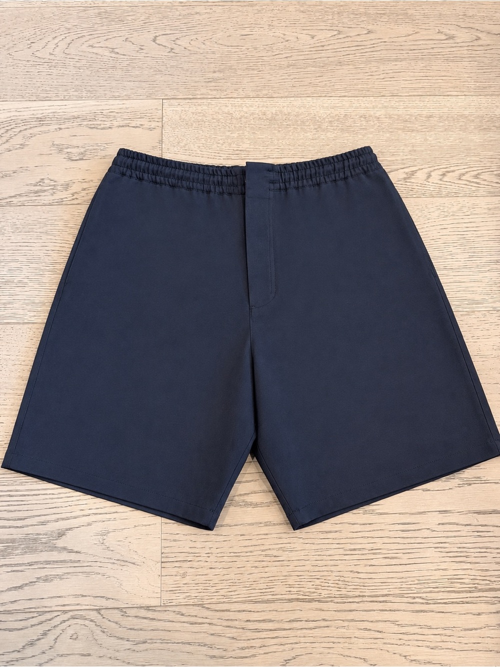 Men's Dark Navy Flat-Front Elastic Waist Shorts